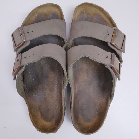 Birkenstock Arizona Sz US 9 EU 42 Birko-Flor Gray Shoes Sandals Comfort Slip-On - Picture 1 of 13